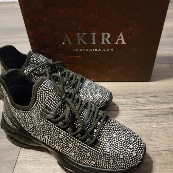 AKIRA Shoes - Akira Rhinestone Sneaker.  Women's size 9.  Black.